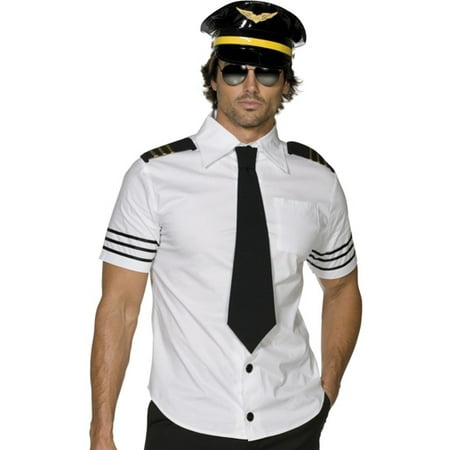 Smiffys Airline Captain Mens Airplane Pilot Halloween Costume L