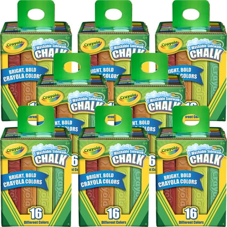 Crayola Washable Sidewalk Chalk 16 Count, Mutlipack Of 8-