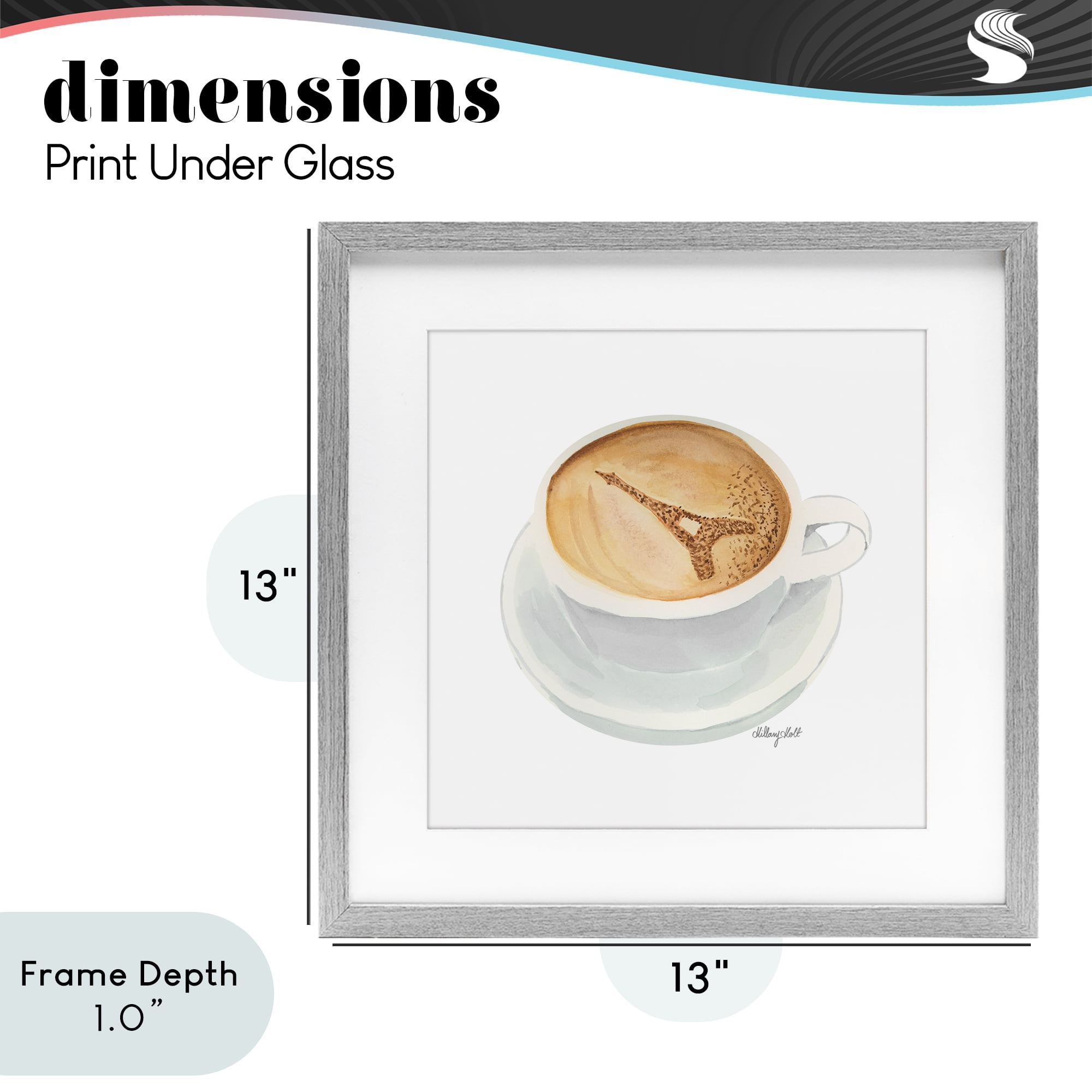 Stupell Industries Eiffel Tower Latte Gray Framed Print Under Glass, design by Hillary Holt