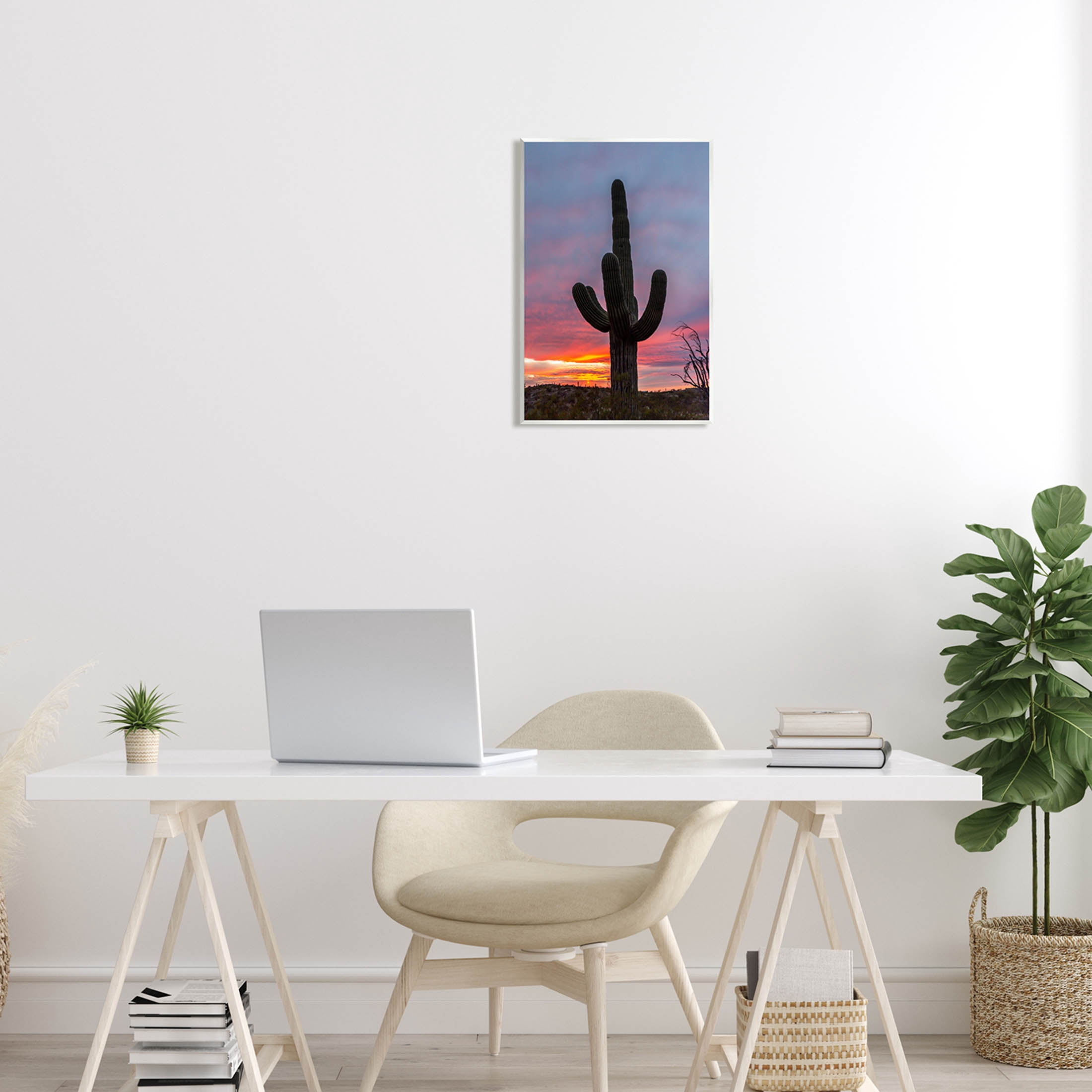 Looming Desert Cactus Silhouette Landscape Photograph Unframed Art Print Wall Art