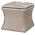 thumbnail image 1 of 17.5" Tall Wood and Leather Storage Bench, Ivory Croc Svelte, 1 of 5