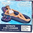 thumbnail image 1 of Oversized Ultimate Pool Lounger, Inflatable Pool Float with UPF 50 Sunshade Canopy, Heavy Duty, X-Large, Navy/Aqua/White Stripe, 1 of 12