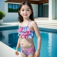 thumbnail image 2 of Girls' Fish Scale Swimsuit Girls' Dress Hot Spring Children's Swimsuit 3 PC Rash Guard Sunsuit Girl Swimming Suits Kids Swimwear Sets Z01-Light Purple 10-11 Years, 2 of 3