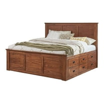 Bowery Hill Traditional Wood King Captain Bed in Harvest Brown