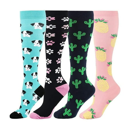

BEEYASO Unisex 4 Pairs Socks Brede Kalf Compressie Sports Socks