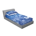 thumbnail image 2 of Ambesonne Ocean Fitted Sheet & Pillow Sham Set, Music Nautical Melody, Twin, Blue, 2 of 2