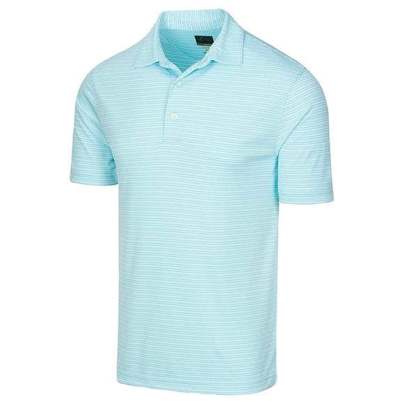 Greg Norman Men's Protek Oxford Micro Stripe Polo Golf Shirt, Medium Aqua