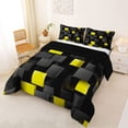 thumbnail image 2 of Manfei Abstract 3D Cube Queen Comforter Set, Geometric Checkered Comforter Sets Queen, Black and Yellow, Black Reversible 3-Piece, 1 Comforter and 2 Pillowcases, 2 of 6
