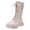 White, variant on Krdevn Girls Mid‑Calf Boots, Fleece Lined Warm Winter Boots, Lace‑Up with Metal Buckle Decor Side Zipper Non‑Slip Fashion Boots,White