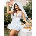 thumbnail image 4 of Avidlove Women Wedding Lingerie Lace Mesh Chemise V Neck Backless Sleepwear Halter Nightdress(Large, White), 4 of 5