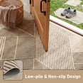 thumbnail image 5 of Pentantan 6'x9' Area Rugs for Living Room, Machine Washable Modern Stripe Neutral Rug, Non Slip Low Pile Waterproof Indoor Carpet for Bedroom Dining Room Office, Easy to Clean, Brown, 5 of 7