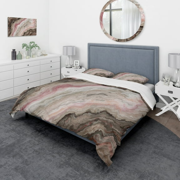 Designart 'Grey Onyx with Rose Inclusions' Mid-Century Modern Duvet Cover Set