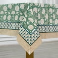 thumbnail image 2 of Ridhi 100% Cotton Hand Block Print Thanksgiving Tablecloth 70"x108" Moss Green, 2 of 7