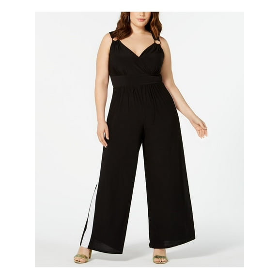 Love Squared Women Black Sleeveless Wide Leg Evening Jumpsuit Plus Size: 1X Classic Women's Plus Female