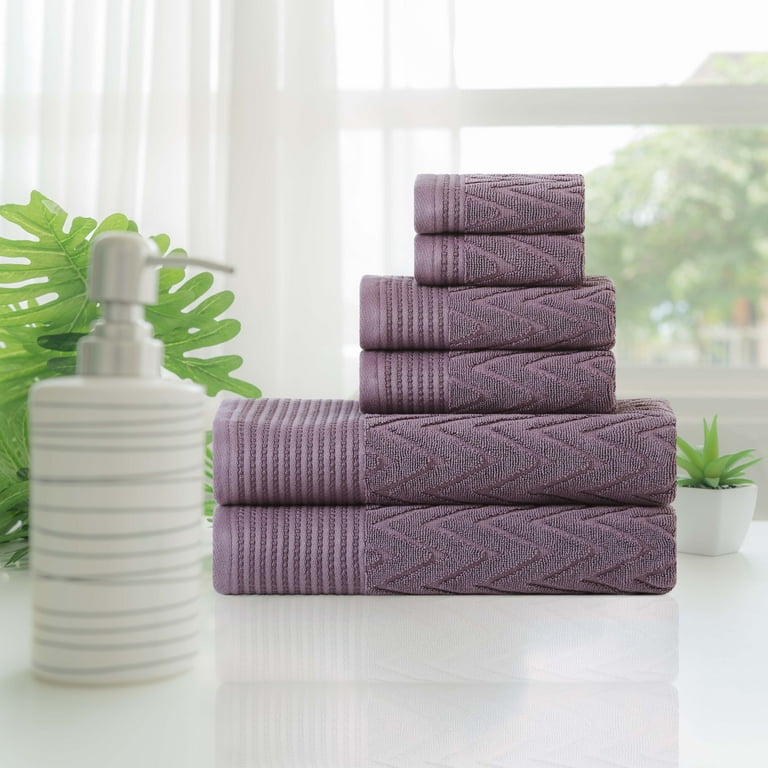 Diamond Jacquard 6 Piece Bath Towel Set Lavender