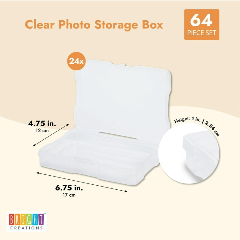 24 Clear Photo Storage Boxes for 4x6 Pictures with 40 Blank Labels (64  Pieces)