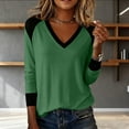 thumbnail image 5 of Women Long Sleeve T-Shirts Fall Tops Casual Colorblock Soft Tunic V Neck Basic Workout Clothes Fashion Outfits, 5 of 6