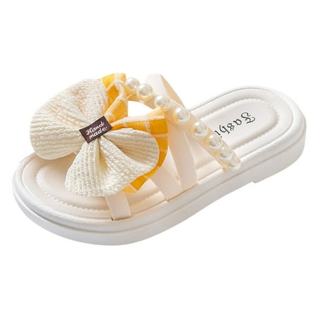 

Girls Sandals Children Shoes Comfortable Soft Soled Slippers Fashionable Flower Pearl Beach Sandals And Slippers 5.5t-6t