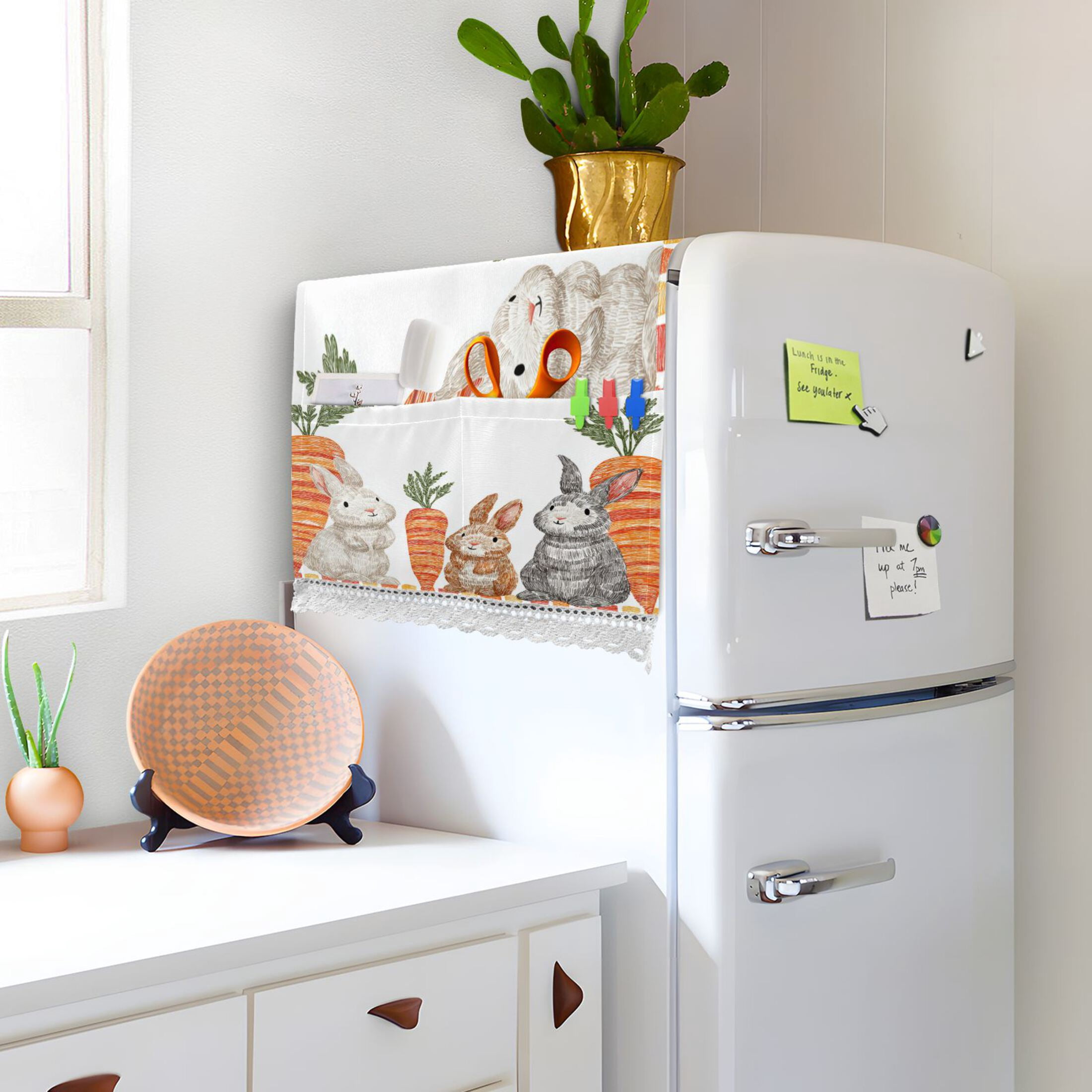 Wobogo Carrot Patch Bunnies Washing Machine Cover Dustproof Washer Dryer Cover Waterproof Laundry Room Decorative Protector
