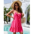 thumbnail image 4 of Women Bathing Suit Cover Up Ruffles Beach Dress Spaghetti Strap Swimsuit Coverup Vacation Outfits, 4 of 6