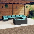 thumbnail image 1 of vidaXL 10 Piece Garden Lounge Set with Cushions Black Poly Rattan, 1 of 5