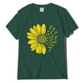 thumbnail image 3 of Summer Floral Print T Shirts for Women Soft Breathable Tee Crew Neck Short Sleeve Basic Top Dark Green M, 3 of 6