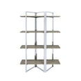 thumbnail image 2 of Natural and Chrome 4-Shelf Bookshelf,Natural Wood+Metal Furniture Primary Living Space Display Shelving Etageres, 2 of 6