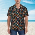 thumbnail image 4 of Balery Retro Tape Print Men's Hawaiian Shirts Short Sleeve Beach Shirt Relaxed Fit Vacation Button Down Shirts-Medium, 4 of 9