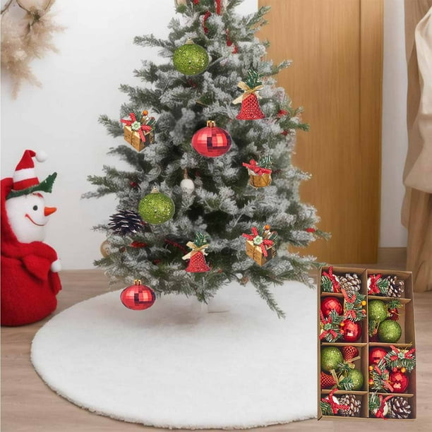 Juego de adornos navideños con perlas | 1 pieza de plástico rojo, azul y dorado | 29,5 x 19,5 x 5 cm. Ideal para decorar el hogar.