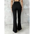 thumbnail image 2 of Women's High-Waisted Flare Pants, Front Seam Detail, Stretch Fabric, Suitable For Casual, Formal Occasions And Parties, Black, 2 of 6