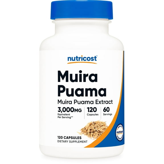 Nutricost Muira Puama Extract (3,000mg Equivalent) 120 Capsules - Muira Puama for Men & Women, Vegan, GMO-Free, Gluten-Free, 60 Servings