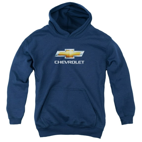Chevrolet Chevy Bowtie Stacked Youth Pullover Hoodie Sweatshirt Navy