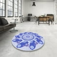 thumbnail image 4 of Ahgly Company Machine Washable Indoor Round Transitional Heavenly Blue Area Rugs, 4' Round, 4 of 7