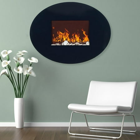 Oval Glass Electric Indoor Fireplace with Wall Mount by (Best Places To Live In The Northwest)