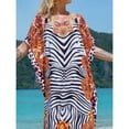 thumbnail image 4 of Sunforyou Kafan Dresses for Women Moo Moos Bathing suit Cover up Zebra Plus size Caftans Loungewear, 4 of 6