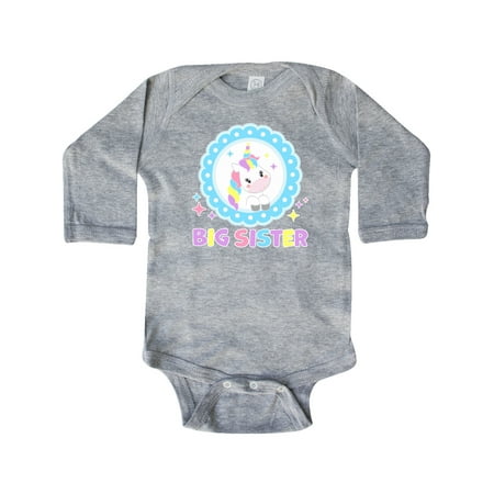 

Inktastic Big Sister cute unicorn Gift Baby Girl Long Sleeve Bodysuit