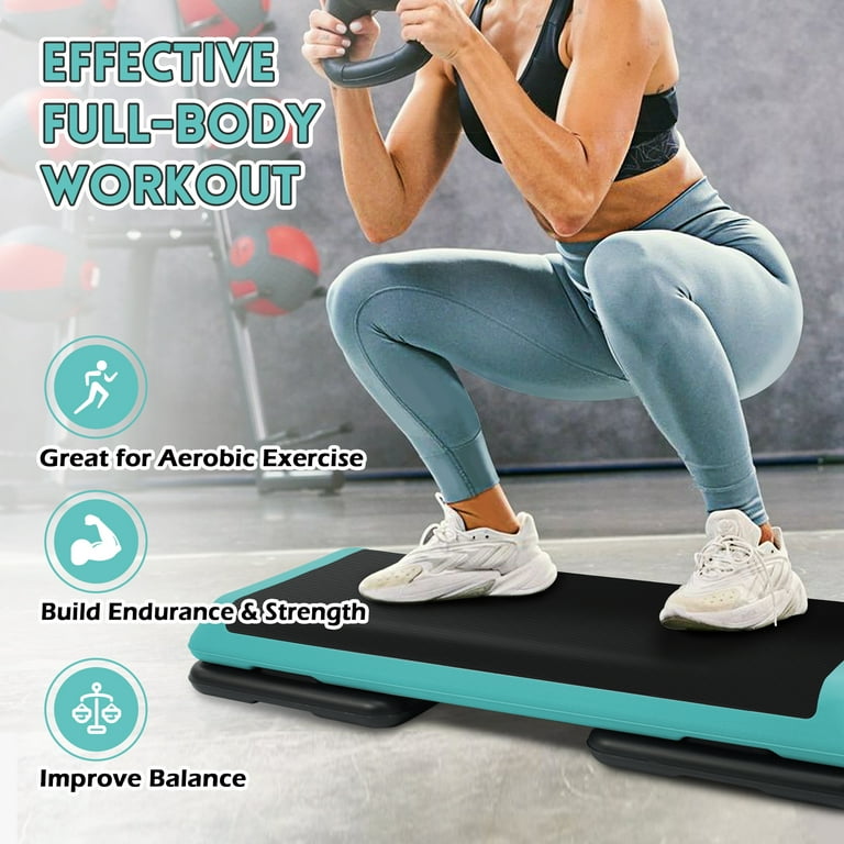Balancefrom 43 inch Aerobic Step Platform Adjustable Fitness Stepper with 4 Adjustable Step Risers Aerobics Stepper Workout Stepper for Aerobic