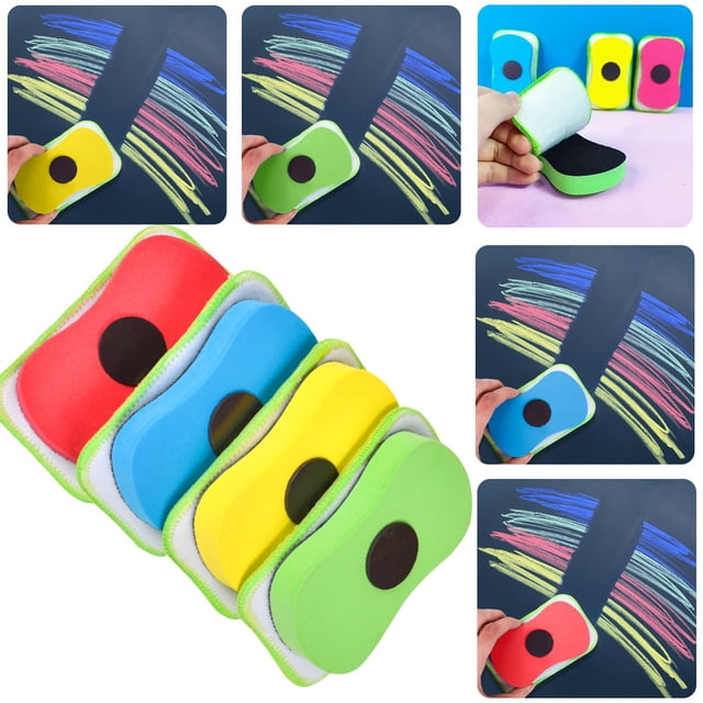 WHEANG Chalkboard Eraser Washable Reusable Microfiber Eraser Cleaning Chalk/Markers/Duster Tool In Home Classroom Attached Microfiber Cloth