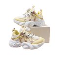 thumbnail image 4 of Girls Tennis Shoes, Kids Sneakers, Kids Chunky Sneakers for Boys & Girls - Lightweight Breathable Mesh Shoes With Hook & Loop and Lace Up, for Toddler & Little Kid, Yellow US-3Y/EU-32, 4 of 4