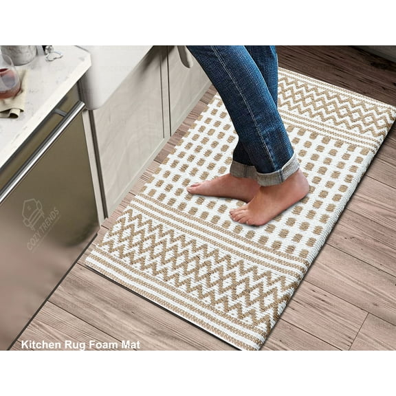 Luxurious Woven Cotton Cushioned Thiclk Kitchen Mat Rug - Anti-Fatigue, Anti-Skid - 18''x30''