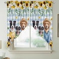 thumbnail image 2 of Spring Dog Swag Curtains for Kitchen/Bedroom/Living Room, Sunflower Daisy Botanical Blue Plaid Scalloped Curtains 63 Inch Long, Rod Pocket Window Swag Topper Curtains Valances 2 Panels Set 36"x63", 2 of 8
