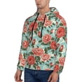 thumbnail image 2 of Hoodies for Men - Green White Leaves Rose Flowers Long Sleeve Comfrt Men'S Fashion Hoodies & Sweatshirts, Sweatshirts for Men Hoodies Pullover Clothing Clothes with Pouch, 2 of 7