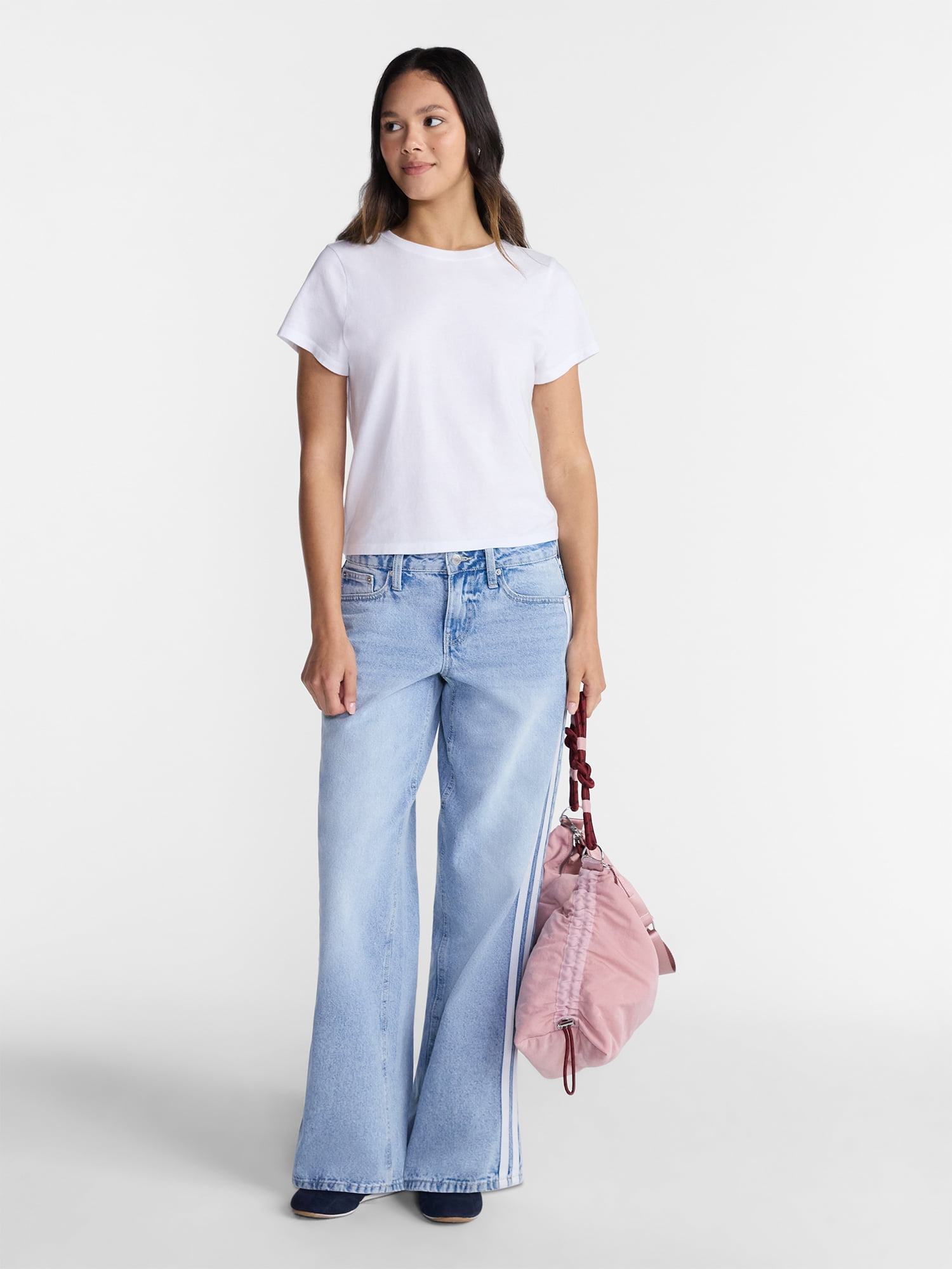 No Boundaries Washed Relaxed Fit Cotton Tee, Women's XXS-XXL