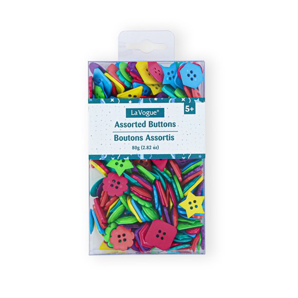 LA VOGUE Craft Buttons, Assorted Shapes, 80g (2.82 lbs), 12.7 cms (5 in) H x 7.62 cms (3 in) W x 1.9 cms (0.75 in) D