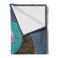 thumbnail image 2 of Yoga Soft Flannel Fleece Throw Blanket, Yin Yang with Flowers Peace Balance Earth Opposite Contrary Forces Art, Cozy Plush for Indoor and Outdoor Use, 50" x 70", Slate Blue Turquoise, by Ambesonne, 2 of 5