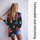 thumbnail image 3 of Camiseta con estampado de animales para mujer, camiseta informal de manga larga con cuello en V, camiseta suelta, 3XL, negro Monstrate AP000089-06B, 3 of 4