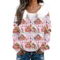thumbnail image 4 of Women's Fashion Casual Sweater with Zipper Print, Plush Hooded Cardigan Jacket for Christmas Season and Cozy Wear,Pink,XL, 4 of 7