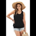 thumbnail image 3 of Camiseta de Tirantes Holgada de Verano para Mujer, Plisada, con Cuello Redondo, Informal, Sin Mangas, Color Negro, Talla M, 3 of 8