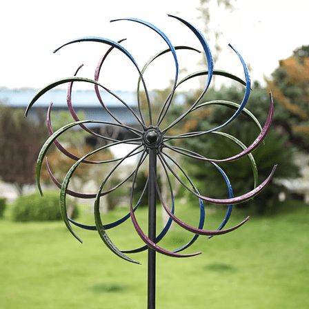 79" Metal Kinetic Rainbow Windmill Decorative Wind Spinner Outdoor Garden Lawn