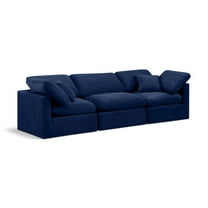 Meridian Furniture Indulge 94" Contemporary Velvet Modular Sofa in Navy